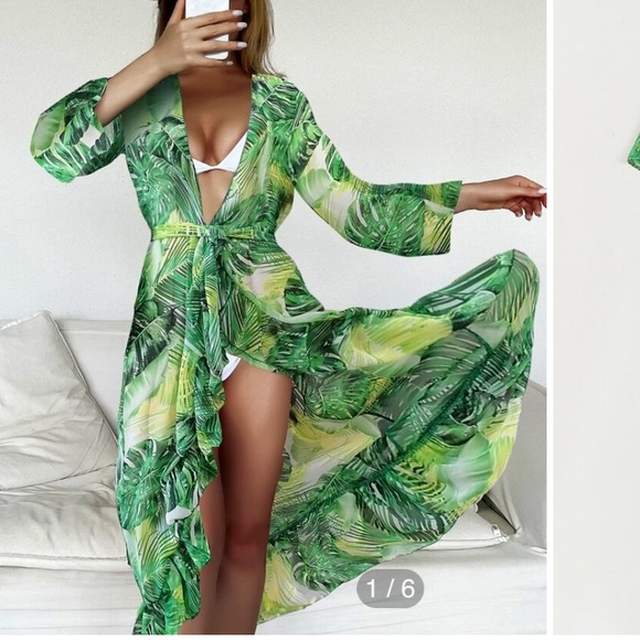 Other - Green tropical kimono coverup